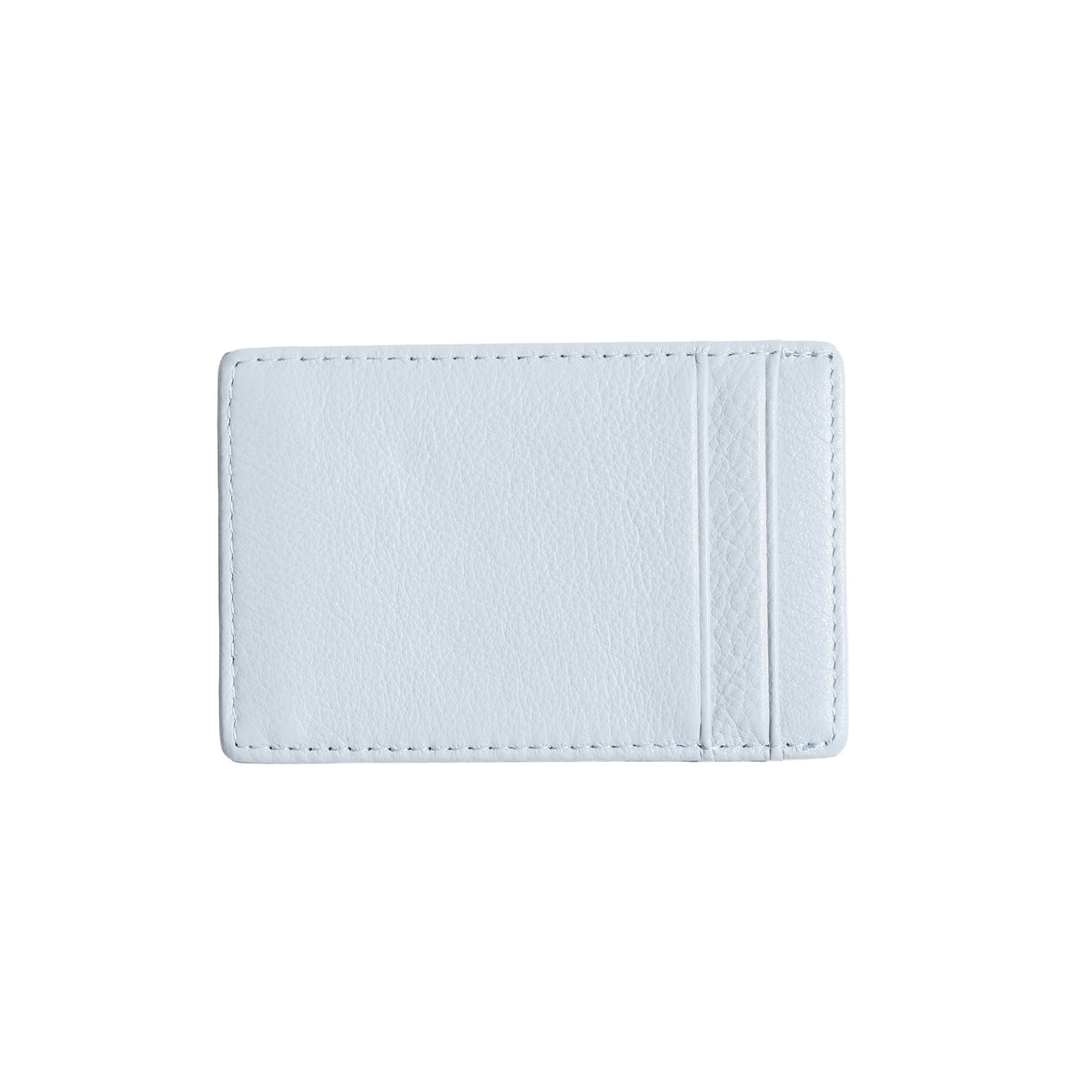 Celeste blue leather card holder, reverse view