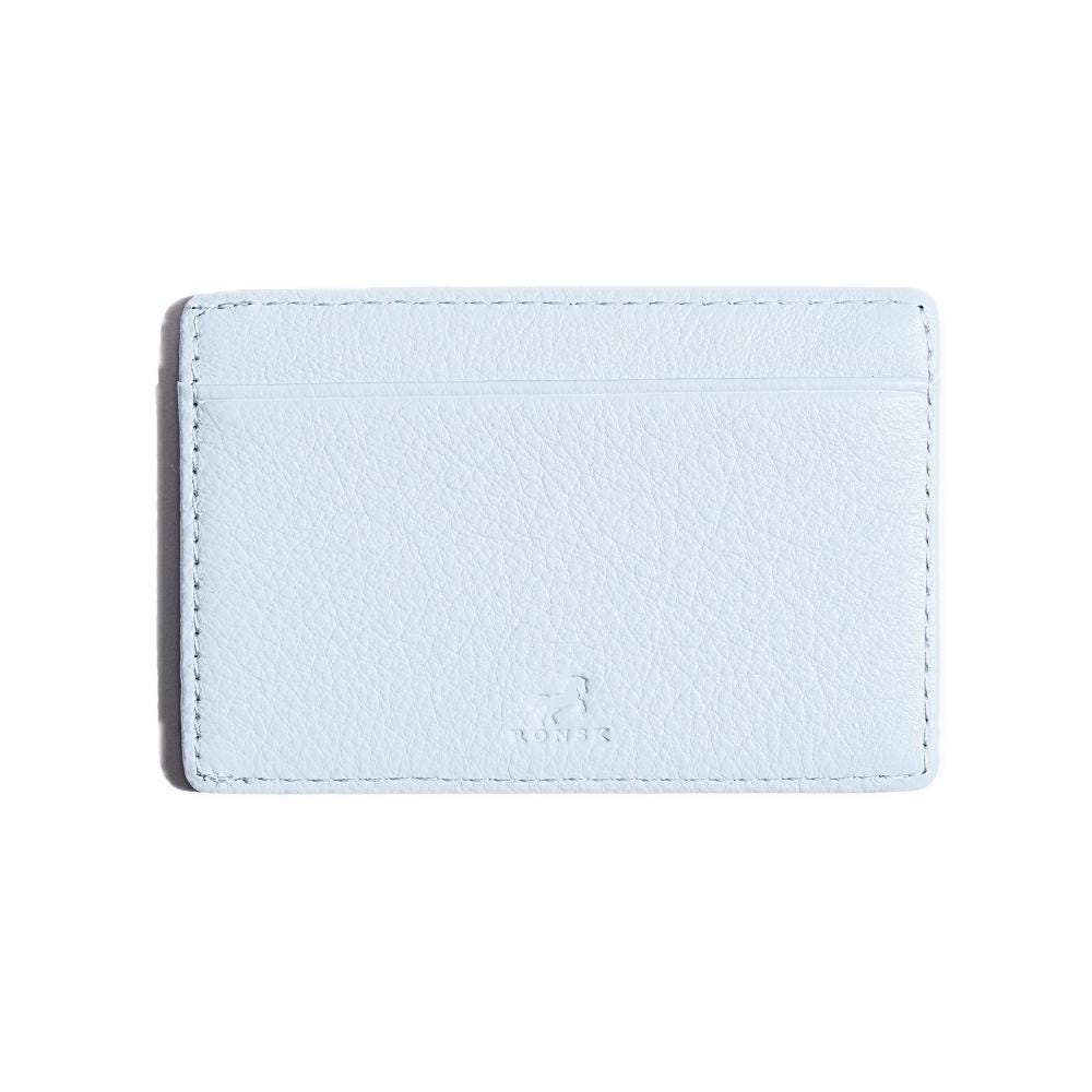 Celeste blue leather card holder without AirTag holder
