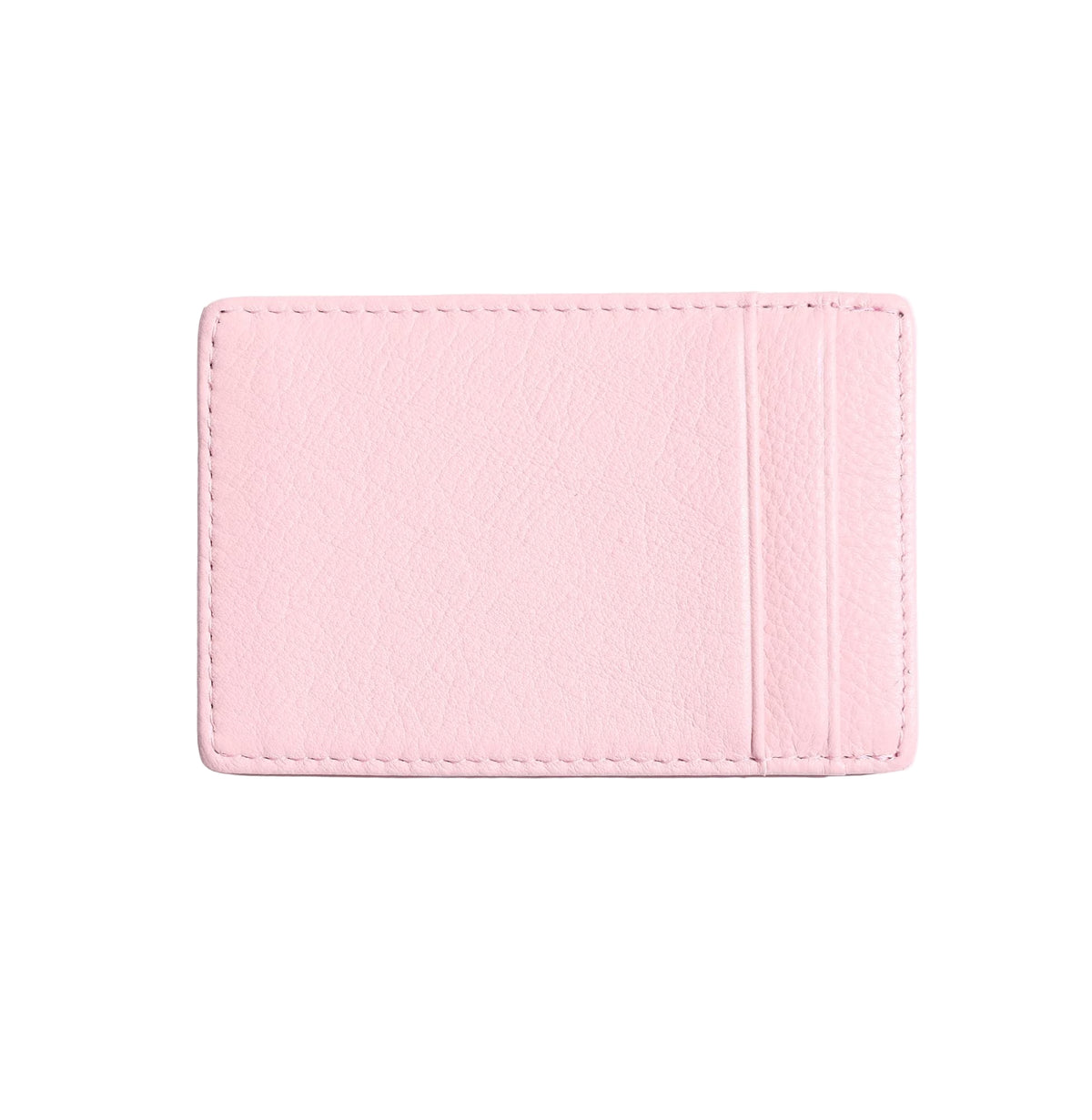 Dahlia pink leather card holder, reverse view