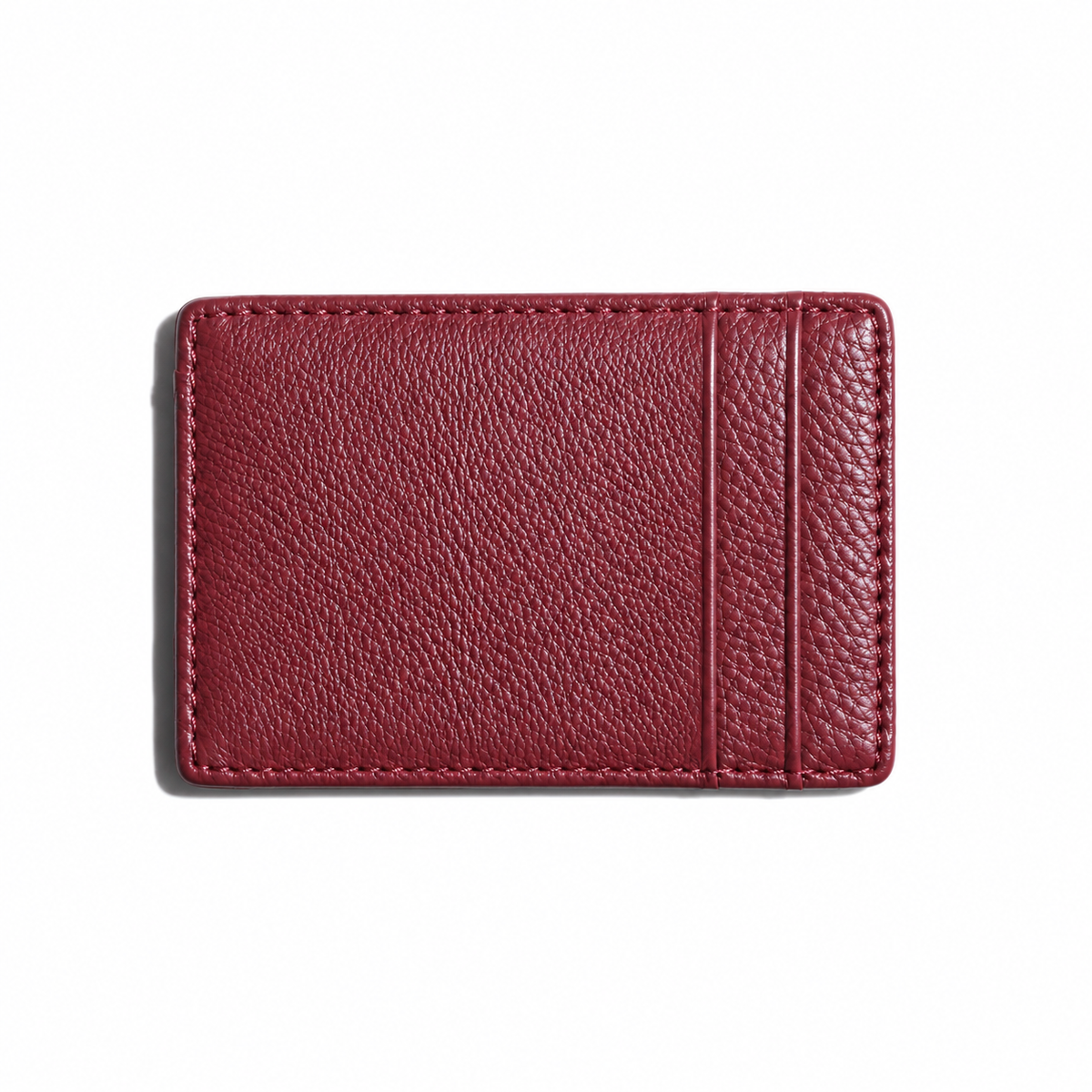 Malbec burgundy leather card holder, reverse view