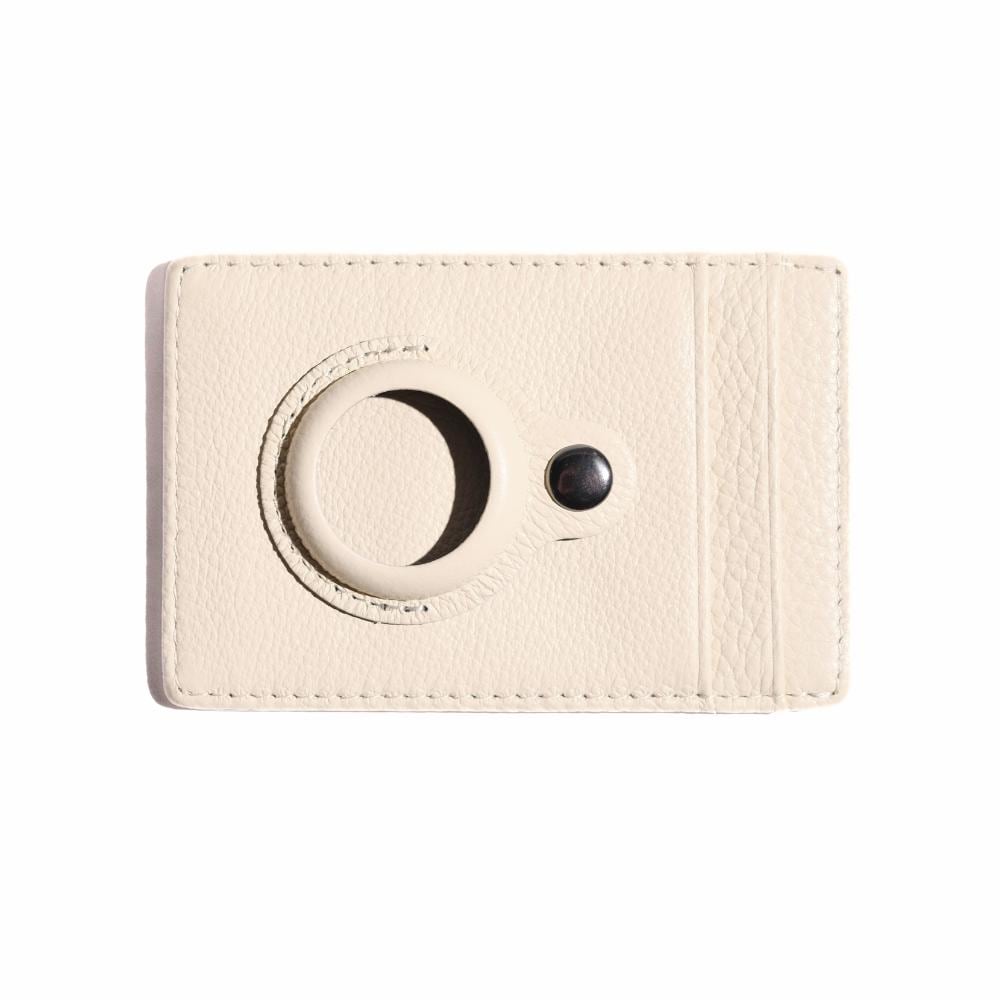Porcelain cream leather card holder with AirTag holder