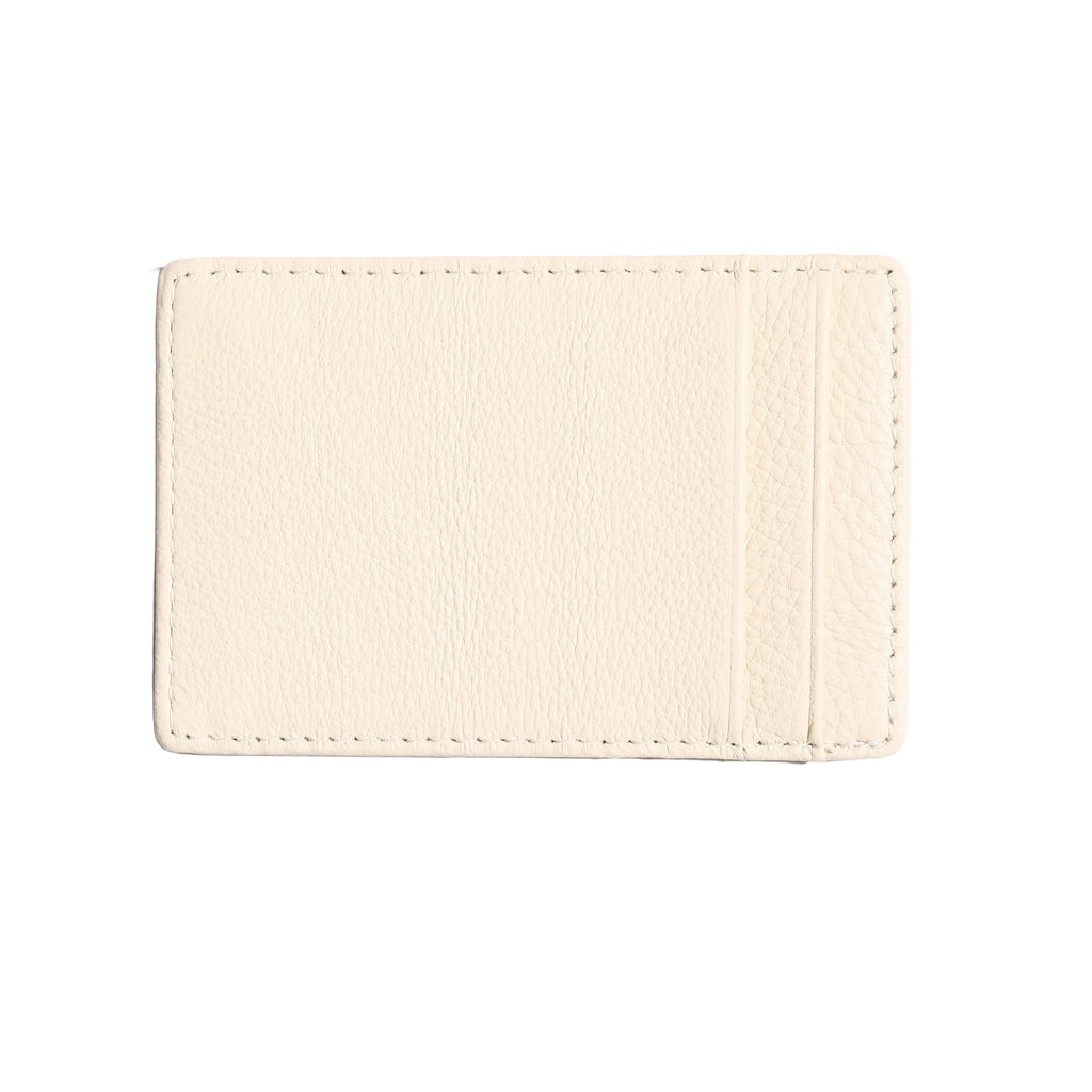 Porcelain cream leather card holder, reverse view