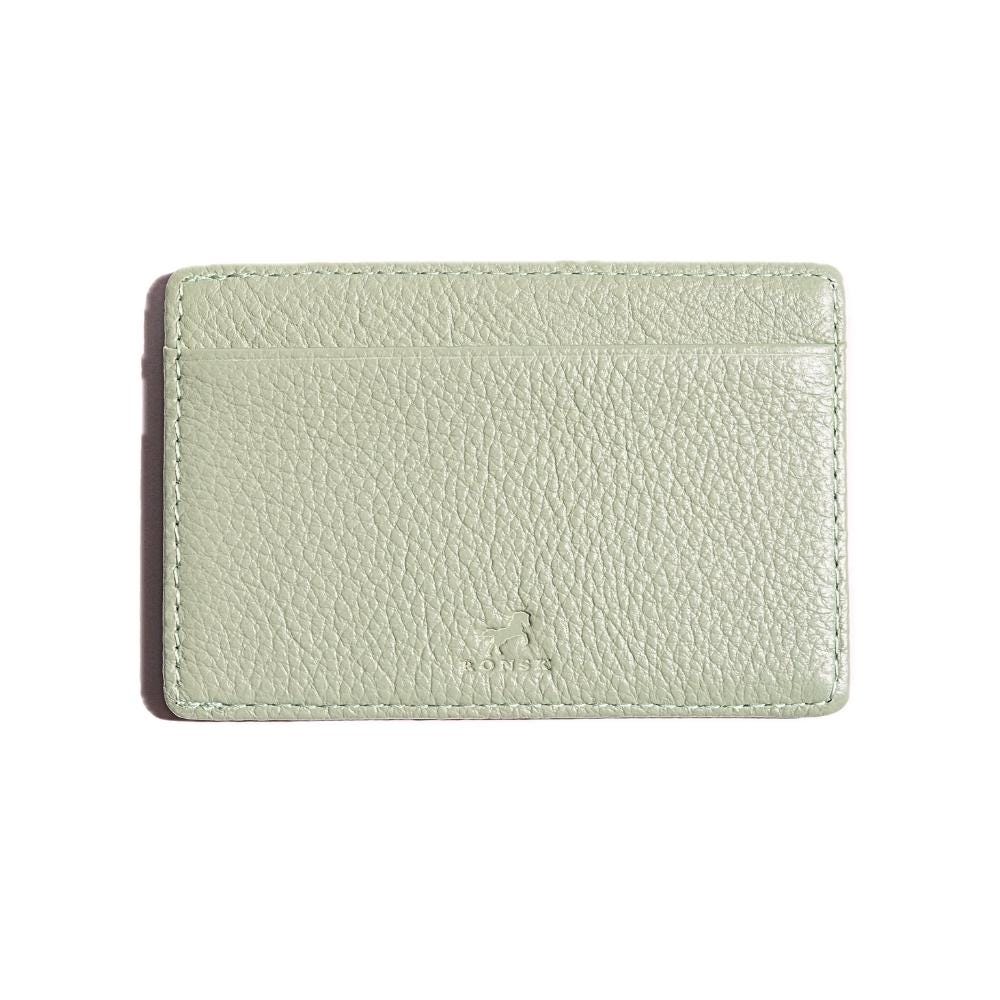 Verdure green leather card holder without AirTag holder